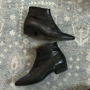 Black Leather Ankle Booties